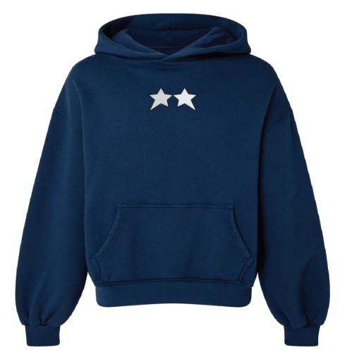 Navy Blue Double Star Hoodie